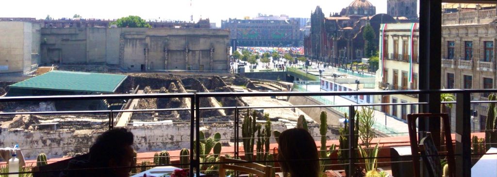 Zocalo and Templo Mayor view from restaurant 