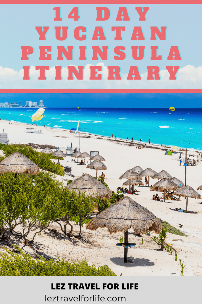 14 Day Yucatan Peninsula Itinerary: Check out all the epic things to do in the Yucatan in this itinerary. #travelmexico #cancunmexico #yucatanmexico #meridamexico #cozumel #holbox #valladolid #playadelcarmen #uxmal #bacalar