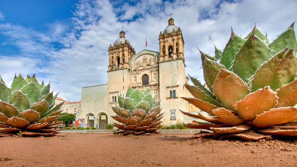 Mezcal and church in Oaxaca